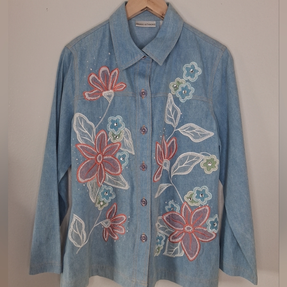 Drapers & Damons Embroidered & Beaded Jacket-Shirt Relaxed Fit Size Medium